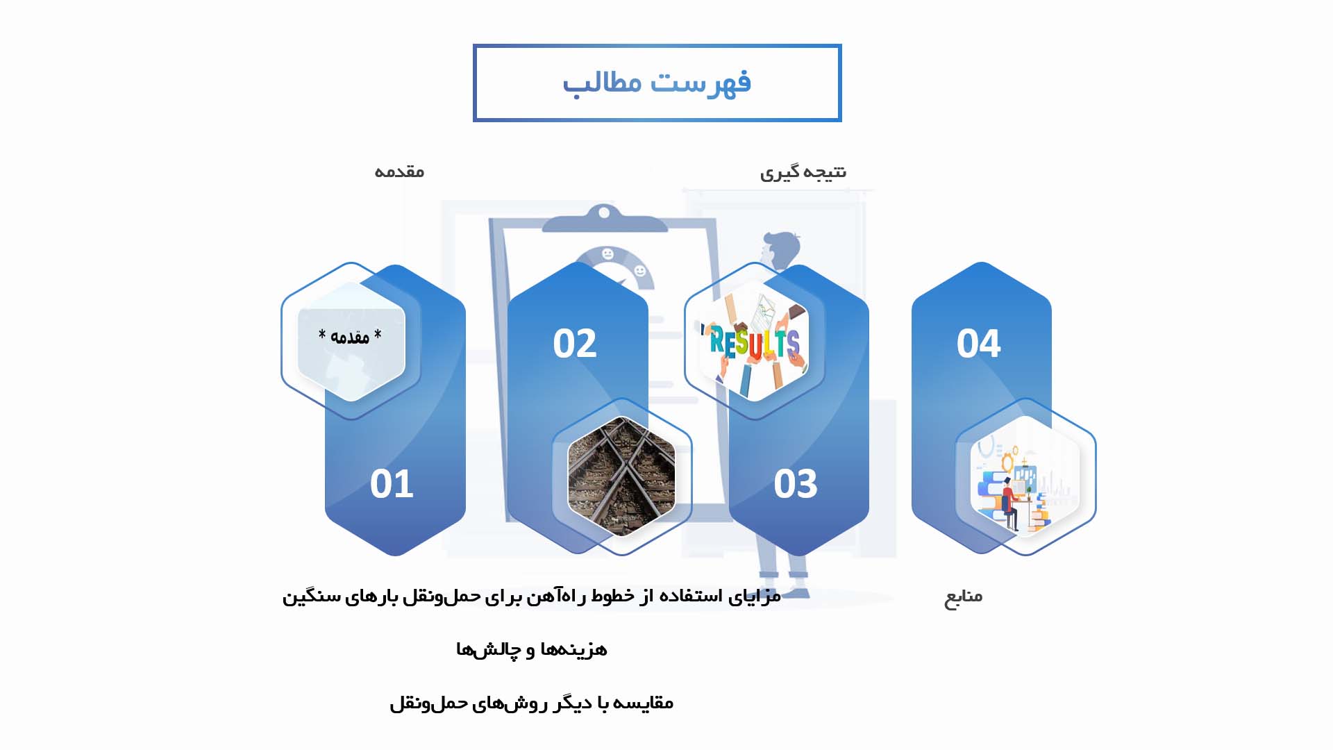 پاورپوینت در مورد ارزیابی اقتصادی استفاده از خطوط راه‌آهن برای حمل‌ونقل بارهای سنگین